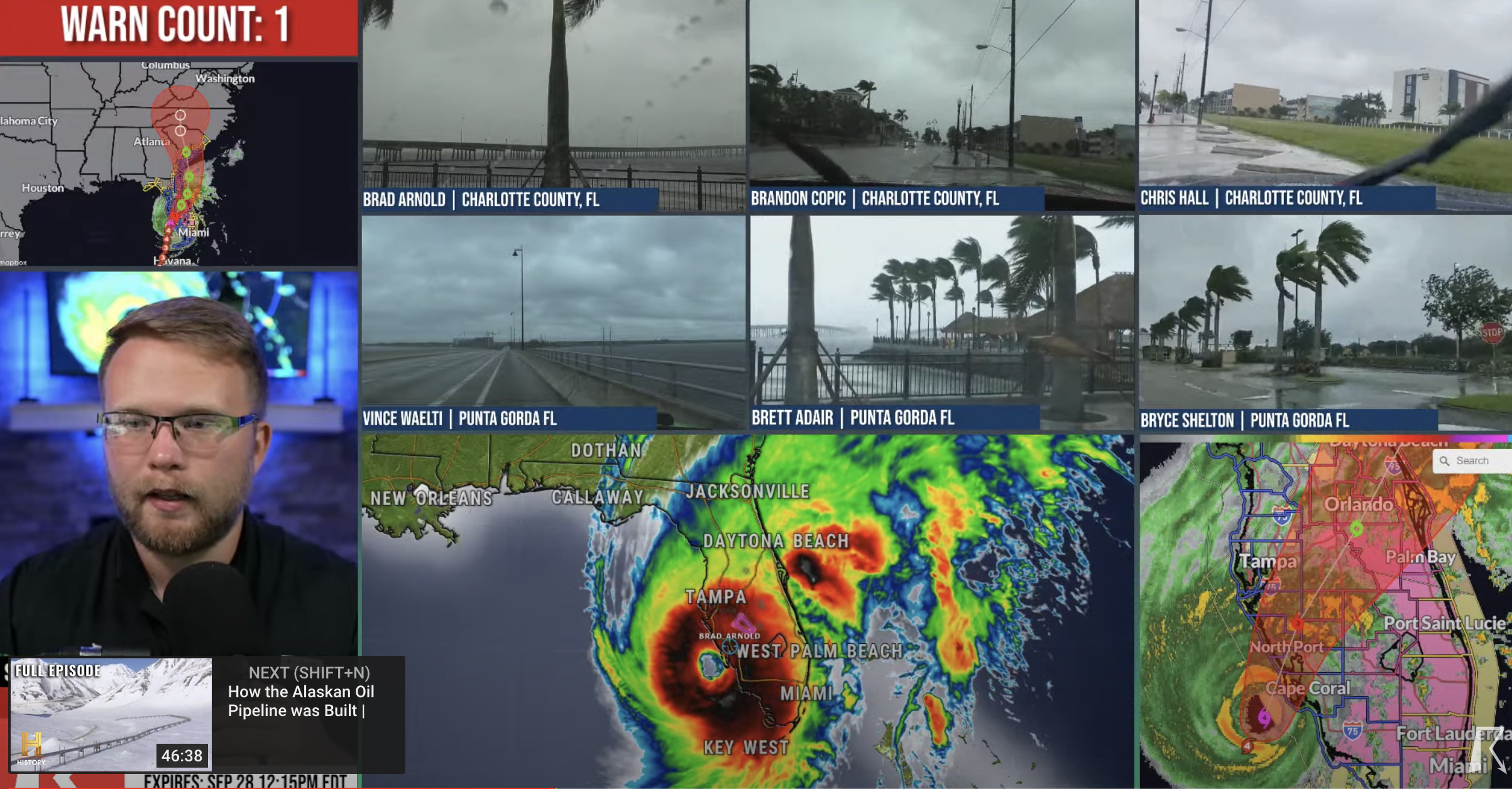 Watch Live: Hurricane Ian Coverage with Multiple Storm Chasers – Category 4 Storm – Max Winds 155 MPH